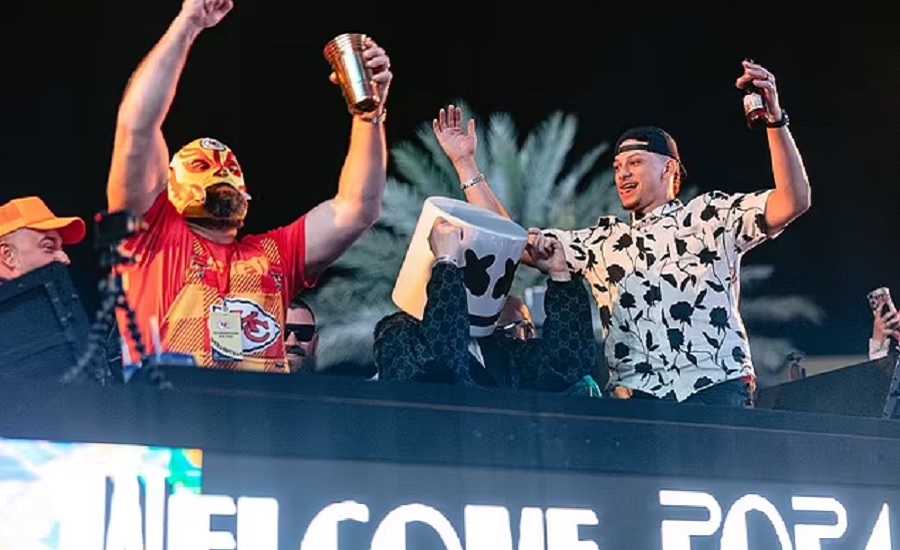 Jason Kelce at Chiefs Super Bowl Win Party