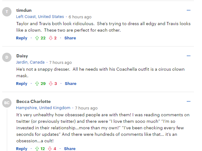 Comments on Travis Kelce and Taylor Swift's Dressing