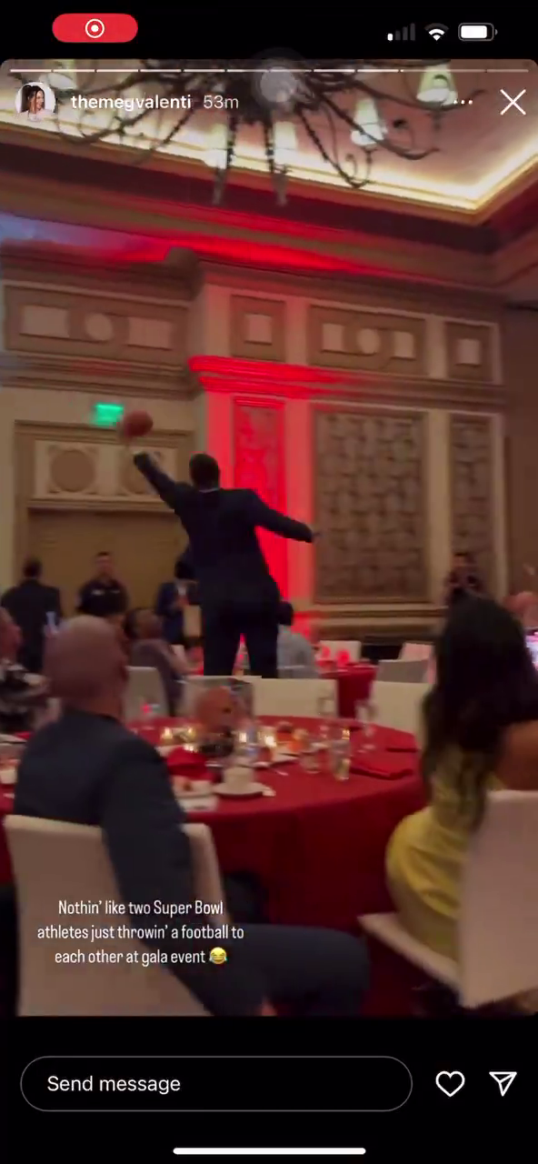 Watch Taylor Swift Laugh as Travis Kelce Takes Brilliant Catch in Front of Taylor Swift at Mahomes’ Charity Gala