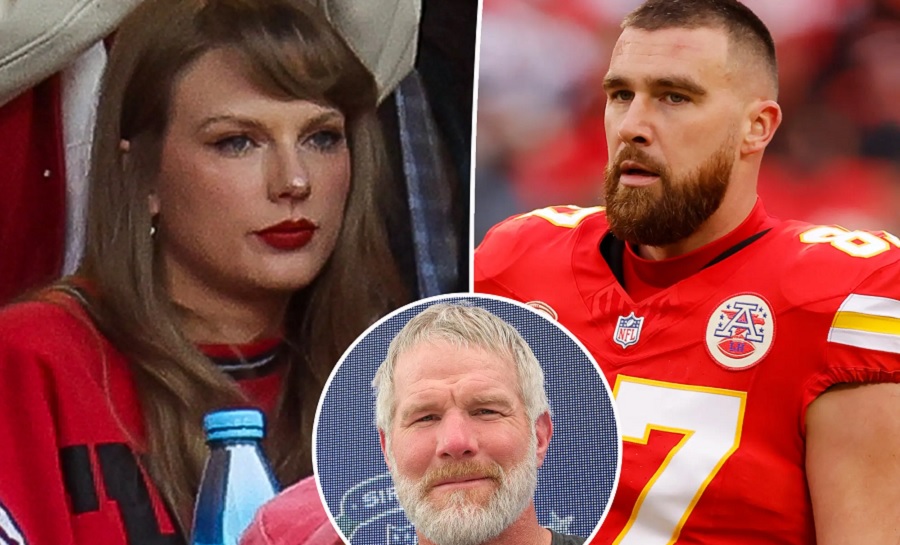Brett Favre and Travis Kelce and Taylor Swift