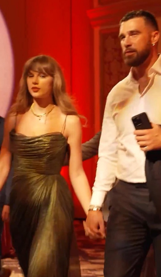 Clearer photos of Taylor Swift and Travis Kelce at the Mahomies Foundation Gala last night