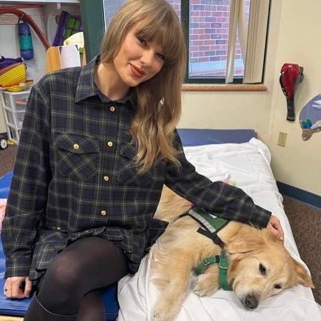 Taylor Swift spent her last day as a 34-year-old giving back to fans in Kansas City, stopping by a hospital and visiting with young patients on Thursday