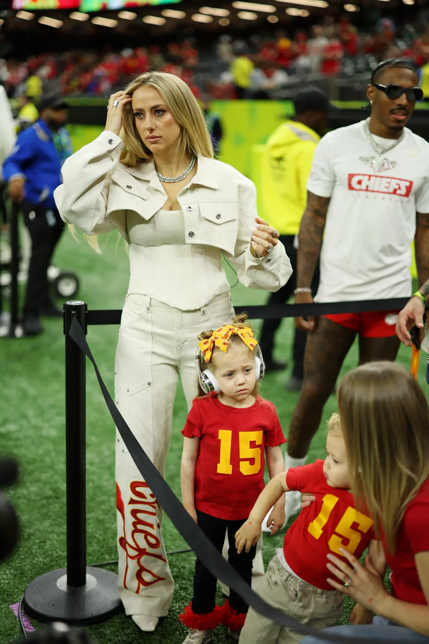 Brittany Mahomes and Children at Super Bowl