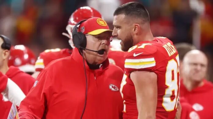 Chiefs coach Andy Reid and Travis Kelce