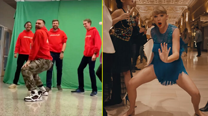Travis Kelce and Taylor Swift dancing