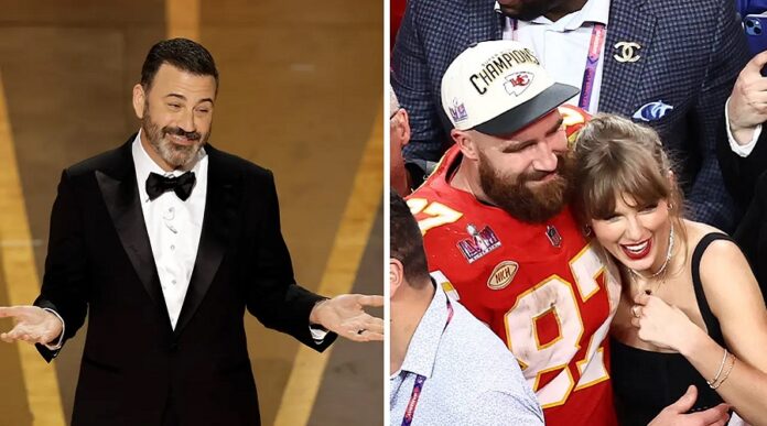 Jimmy Kimmel and Travis Kelce and Taylor Swift