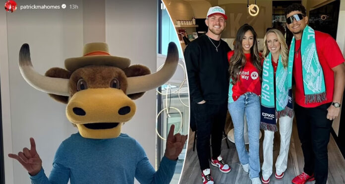 Patrick Mahomes dresses as the Texas Longhorns mascot