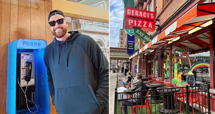 Travis Kelce eating Cleveland Pizza