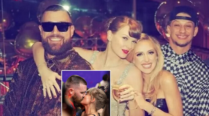 Travis Kelce and Taylor Swift and Patrick Mahomes and wife Brittany