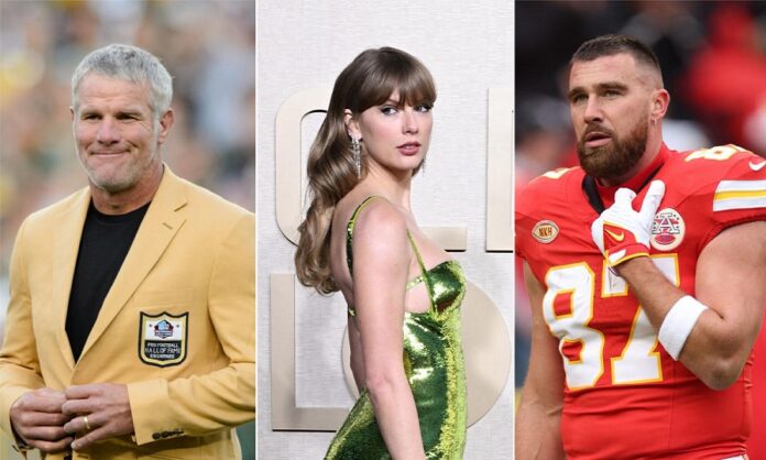 Brett Favre and Travis Kelce and Taylor Swift