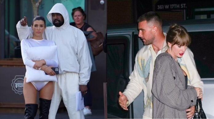 Kanye West and Bianca Censori and Travis Kelce and Taylor Swift