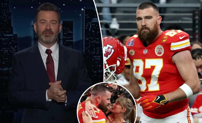 Travis Kelce and Jimmy Kimmel and Taylor Swift