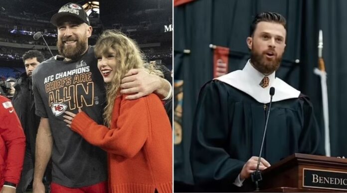 Travis Kelce and Taylor Swift and Harrison Butker