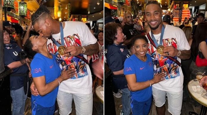 Simone Biles and her Husband Jonathan Owens after Olympic Win