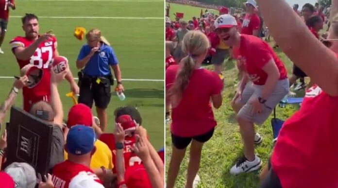 Travis Kelce makes heartwarming gesture towards young Taylor Swift fan at Chiefs training camp