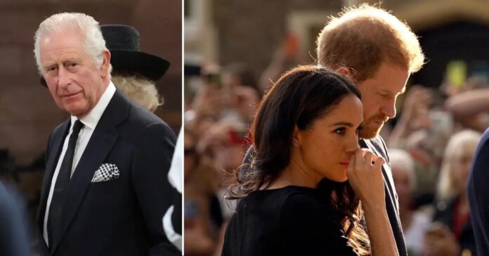 King Charles and Prince Harry and Meghan Markle