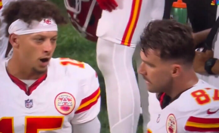 Patrick and Travis during Chiefs Vs Falcons game