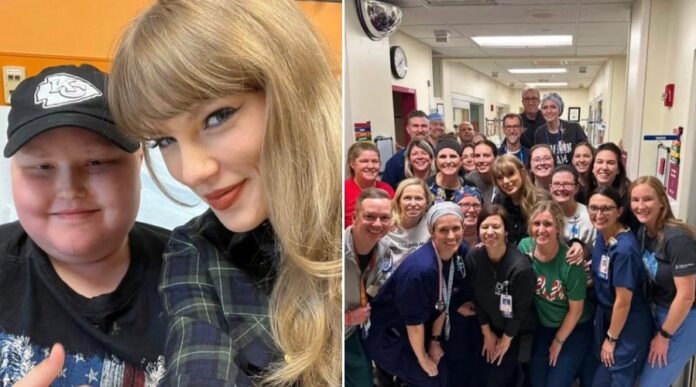 Taylor Swift spent her last day as a 34-year-old giving back to fans in Kansas City, stopping by a hospital and visiting with young patients on Thursday