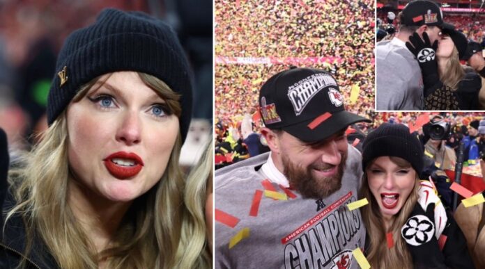 Taylor Swift and Travis Kelce Celebrates the Chiefs AFC Win