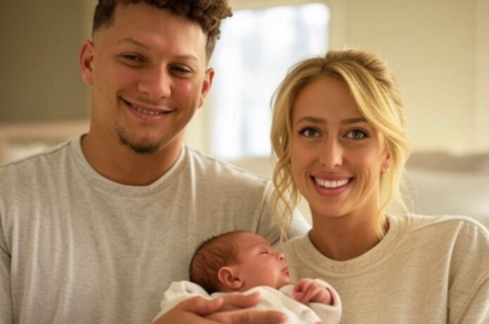 Patrick and Brittany Mahomes Holding a Baby