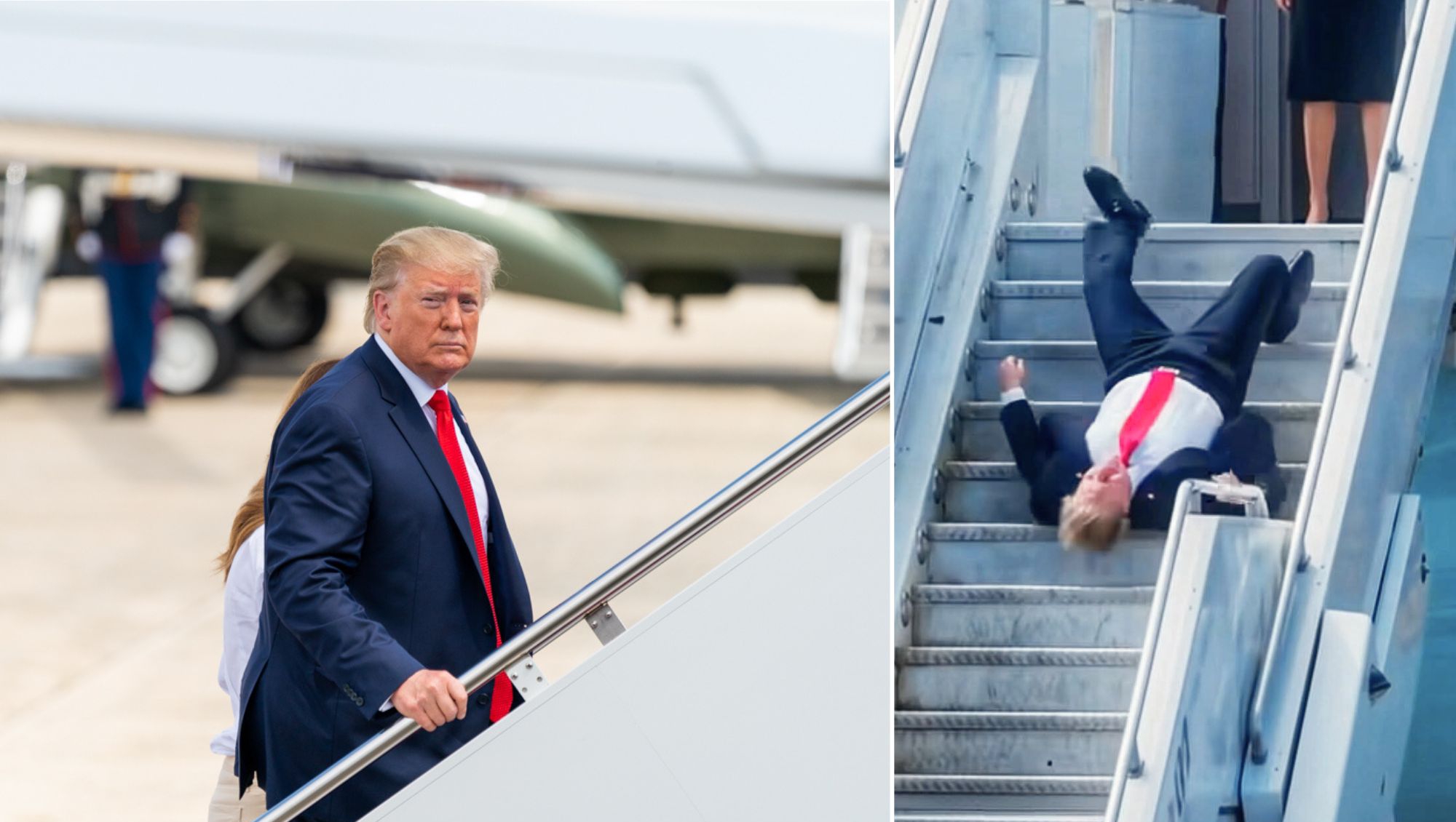 “TRUMP HAS FALLEN!” — White House Doctor Breaks Silence After Trump Faints and Falls Boarding Air Force One as Epstein Files Demands, Health Questions, and New Allegations Collide