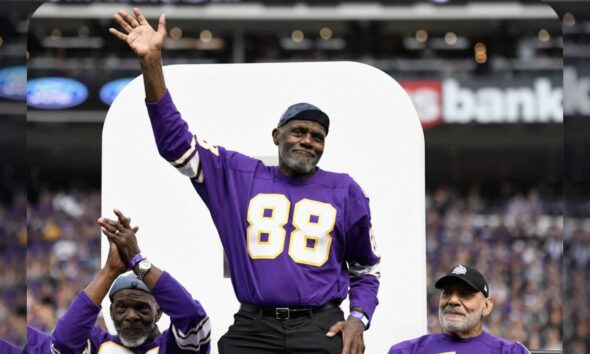 This is Alan Page protesting in Minneapolis yesterday . Alan was a Minnesota Viking, is in the NFL Hall of Fame and is a retired Justice of the Minnesota Supreme Court