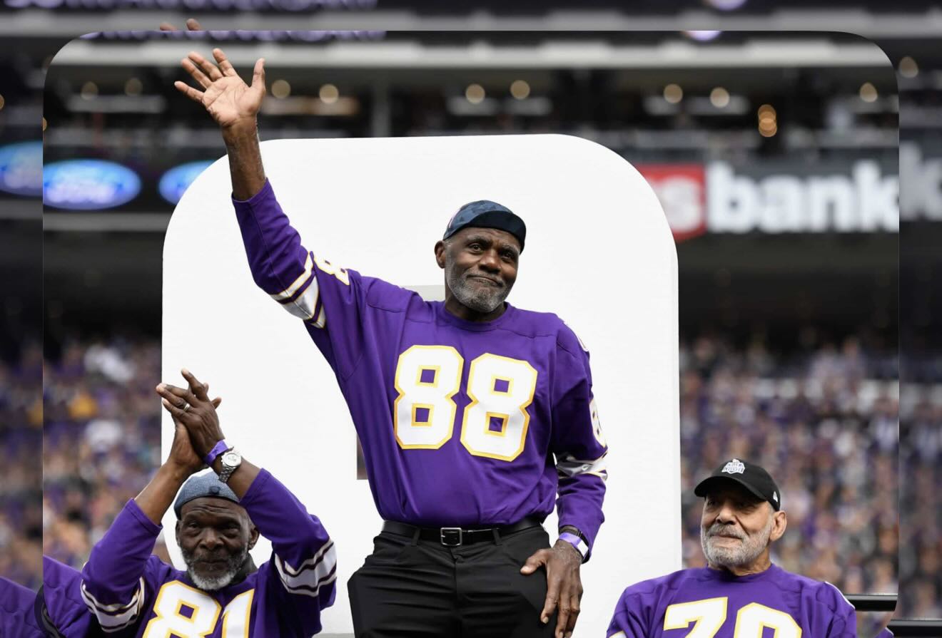 This is Alan Page protesting in Minneapolis yesterday . Alan was a Minnesota Viking, is in the NFL Hall of Fame and is a retired Justice of the Minnesota Supreme Court