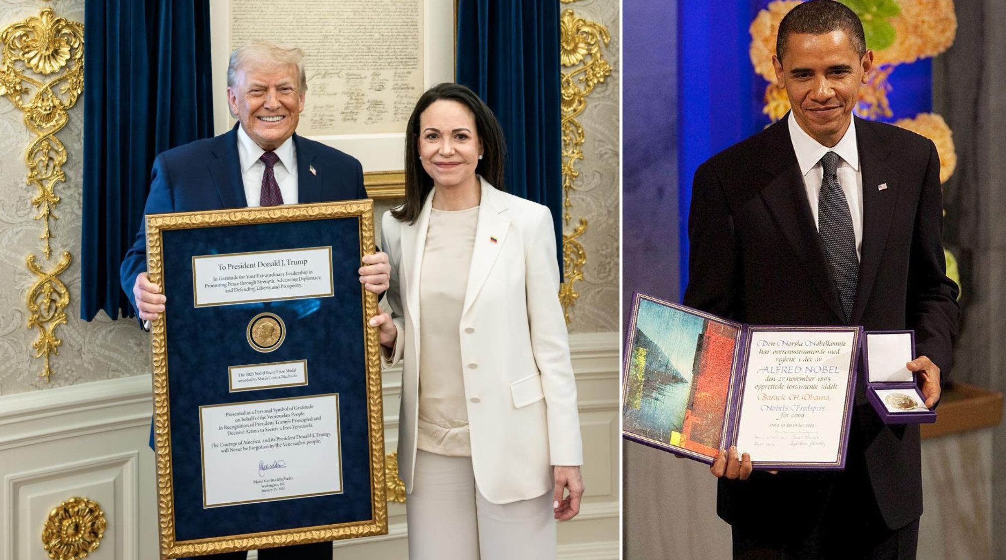 Trump Grins as Venezuelan Nobel Peace Prize Winner Gives Him Her Medal — Chaos Erupts After Nobel Committee Rejects Transfer