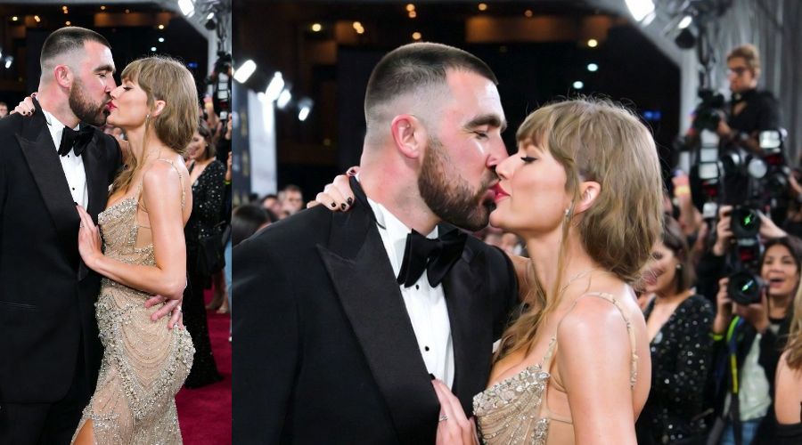 Taylor Swift and Travis Kelce Share Steamy Makeout at Grammys 2026 Red Carpet Flashing Lights Everywhere