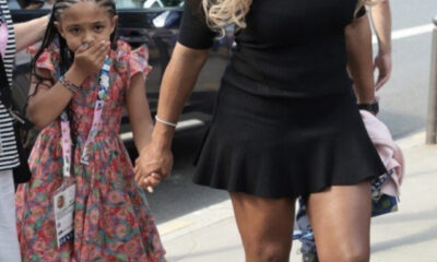 Serena Williams seen outside her home with Alexis Olympia holding hands...