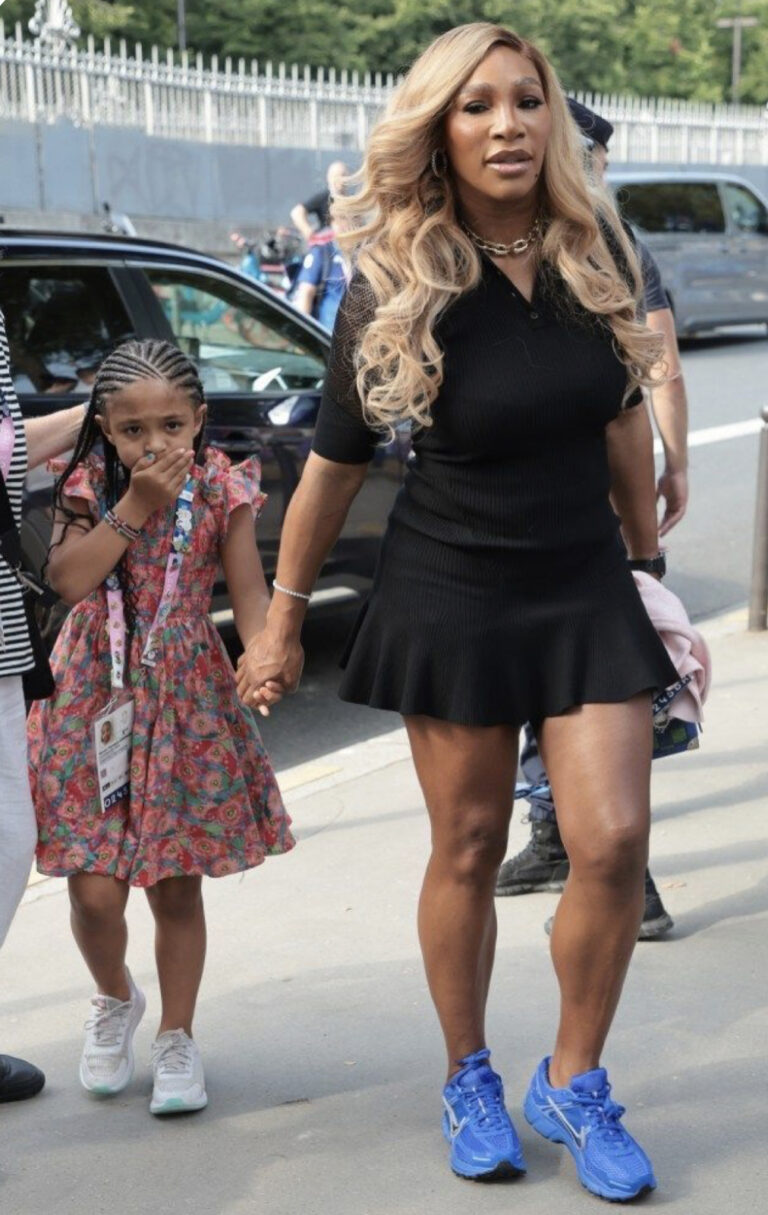 Serena Williams seen outside her home with Alexis Olympia holding hands...