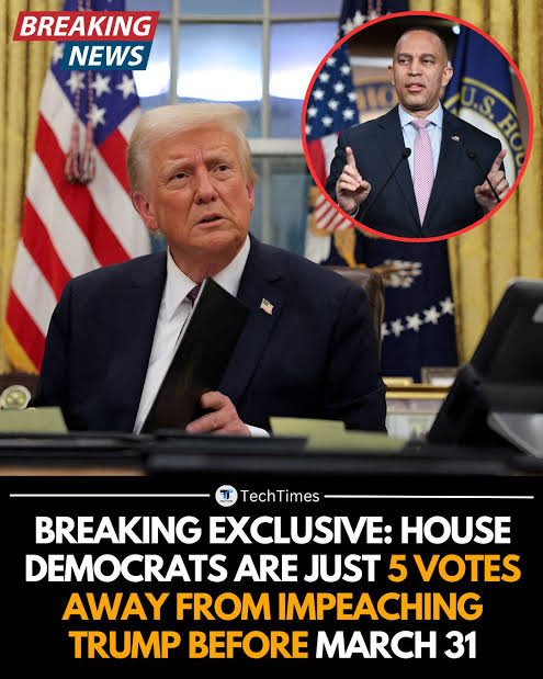 JUST IN: House Democrats are reportedly just five votes away from impeaching Trump — the clock is ticking, tensions are peaking, and one switch could blow Washington wide open. Raise your hand if you agree Trump should be impeached and held accountable...