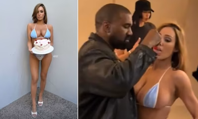Kanye West feeds wife Bianca Censori a cherry as she almost bursts out of tiny ‘kitten’ bikini on daring new shoot