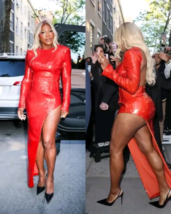 Serena Williams is all legs in slit-up-to-there sequined gown at pre-Met Gala 2026 party...
