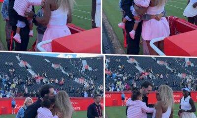 Serena Williams had a special moment with her family after winning her first match back in 4 years...