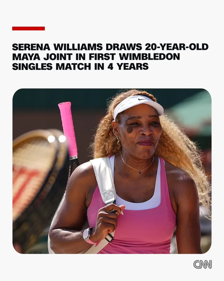 Serena Williams will face an opponent less than half her age when she plays 20-year-old Maya Joint in the first round at Wimbledon for her first singles match in nearly four years...