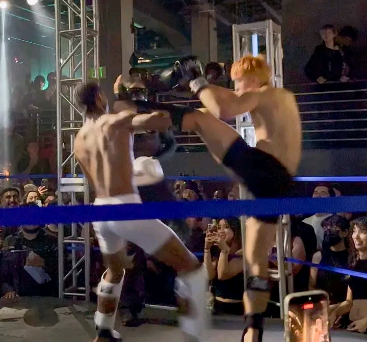 Brad Pitt and Angelina Jolie's son Knox, 17, competed in a Muay Thai fight at a Downtown Los Angeles club...
