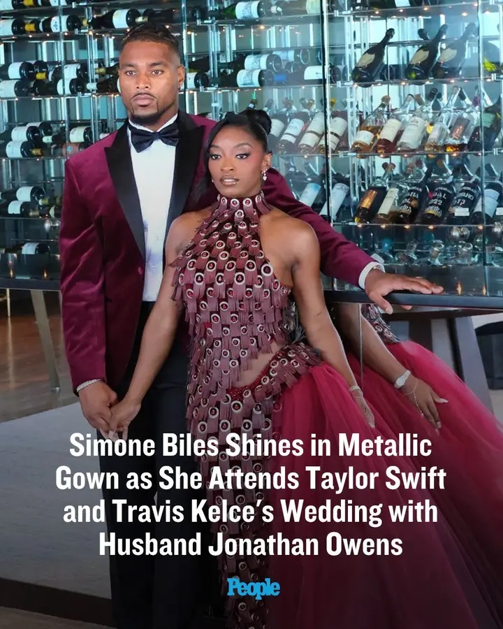 Simone Biles attended Taylor Swift and Travis Kelce's wedding with husband Jonathan Owens and looked every bit the champion...