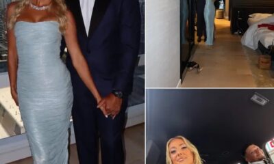 Kansas City Chiefs quarterback Patrick Mahomes with his wife Brittany Mahomes at Taylor Swift & Travis Kelce's wedding...