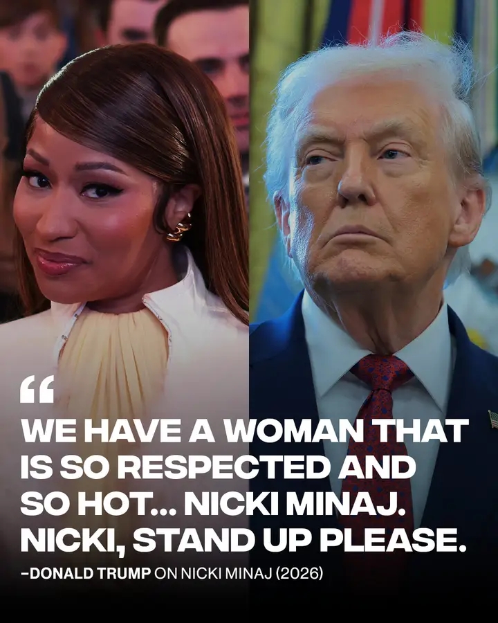 President Donald Trump calls Nicki Minaj "so hot" at the White House Rose Garden Lunch earlier today.