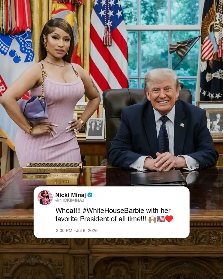 President Donald Trump calls Nicki Minaj "so hot" at the White House Rose Garden Lunch earlier today.