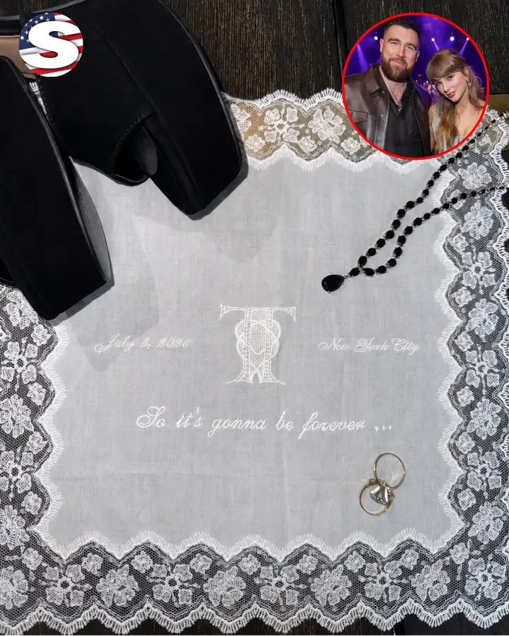 Taylor Swift and Travis Kelce's wedding is the perfect "Love Story," as guests got to keep a custom lace-edged "So it’s gonna be forever" napkin from the nuptials. Travis has officially filled Taylor's "Blank Space" in her heart...