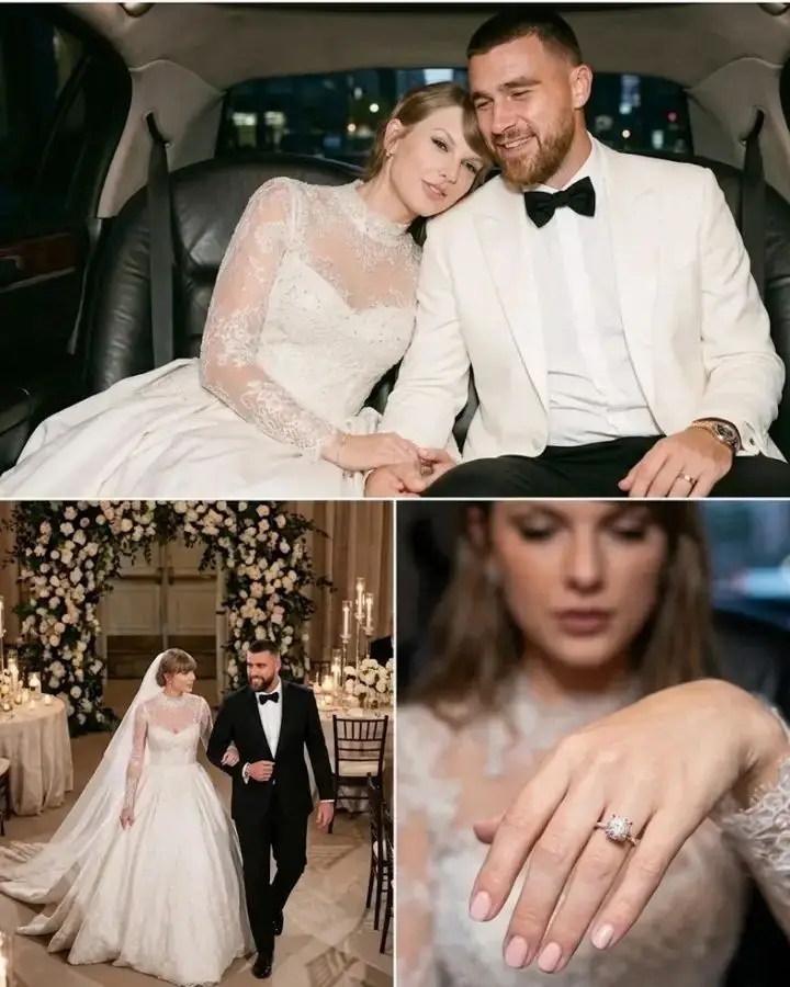The moment that has instantly captured the attention of fans around the world, Travis Kelce has finally unveiled the first official look at his wife, Taylor Swift, in her stunning custom Dior wedding dress — and the internet cannot stop talking about it. Alongside the breathtaking gown, Swift’s sparkling wedding ring has also become a major highlight, adding an extra layer of excitement to the already magical reveal.. See 20 photos SEE MORE: