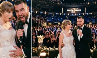 First Raw Footage Inside the MSG Wedding as Travis Kelce Stuns Guests with a Shocking Announcement While Bringing Out His Wife Taylor Swift, Dropping an Early Retirement Bombshell – but the Moment That Sparked a Massive Uproar Was When Travis Suddenly Opened Taylor’s Wedding Outfit and Shouted “We’re Having a Baby!” Revealing the Gender and Name… See Unseen Clip