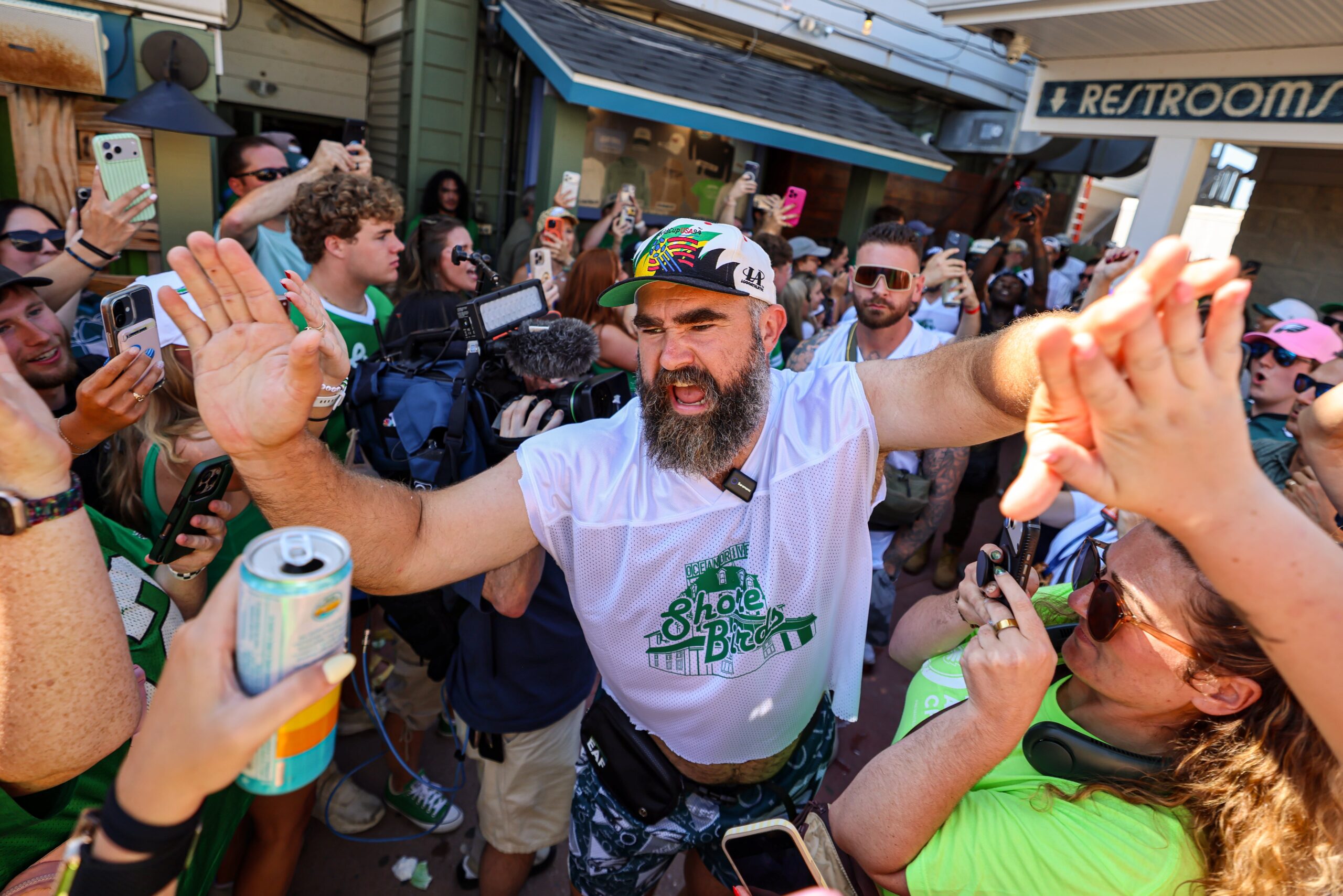 Jason and Kylie Kelce raised $2.26 million for the Eagles Autism Foundation at last week's celebrity bartending event at the Ocean Drive in Sea Isle City, N.J...