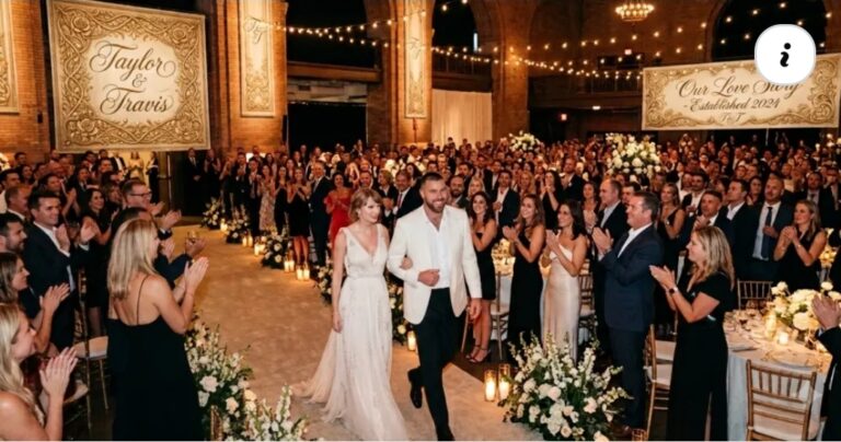 First Glimpse of the Moment Travis Kelce and Taylor Swift Stun in Pure White as They Walk Into MSG Hall for Their Wedding Rehearsal Dinner and Receive a Standing Ovation from Family, Friends, and A-List Celebrities… See Never-Before-Seen Photo