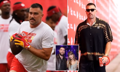 Travis Kelce flashes his wedding ring as he arrives for first Chiefs game tonight since marrying Taylor Swift... but his new wife is not spotted in the stands...