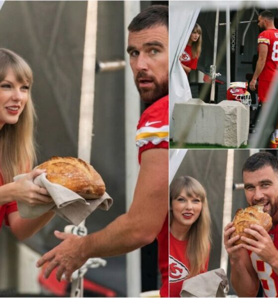 Taylor Swift Caught on Camera Delivering Her Famous Homemade Sourdough to Her Hardworking Husband Travis Kelce at Chiefs Training Camp in St. Joseph, Only for Shocked Fans to Realize It Was the Real Deal – But the Internet Melted When Travis Was Caught Red-Handed With Crumbs All Over His Face, While Taylor’s Playful, Blushing Reaction After Noticing the Camera Made the Moment Even Sweeter, as Bystanders Raved About the Irresistible Aroma Drifting Across the Sidelines and Leaving Everyone Asking One Big Question… See Full Details and the Full Raw Clip