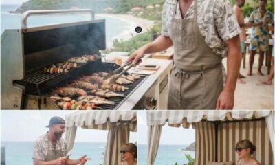 Travis Kelce Gives Fans a Glimpse Into His Family Vacation in St. Barts as Wife Taylor Swift Relaxes Under the Tent While He Shows Off His Unexpected Master-Chef Skills During a Fun-Filled Outdoor Cooking Moment..See the videos and photos