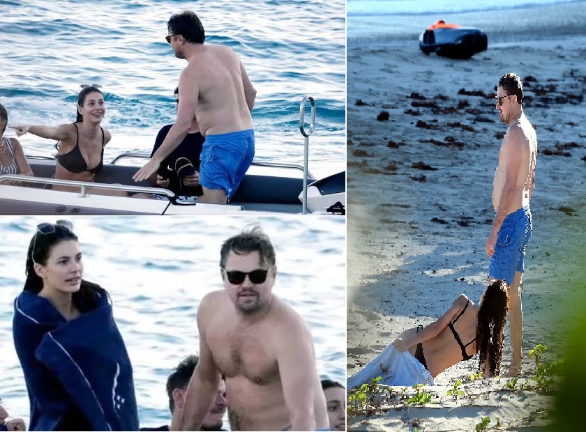Leonardo DiCaprio and his 28-year-old girlfriend, Italian model Vittoria Ceretti, are baring it all during their Saint-Tropez yacht vacation. Earlier this week, DiCaprio and Ceretti were seen with friends, Tommaso Buti and Laura Harrier, while enjoying a dip in the Mediterranean Sea. DiCaprio, 51, was seen shirtless on the back of the boat.